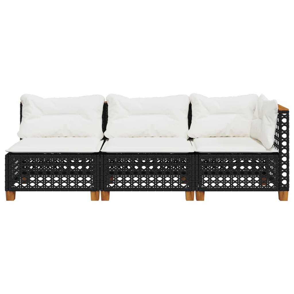 Tuinbank 3-Zits Met Kussens Poly Rattan
