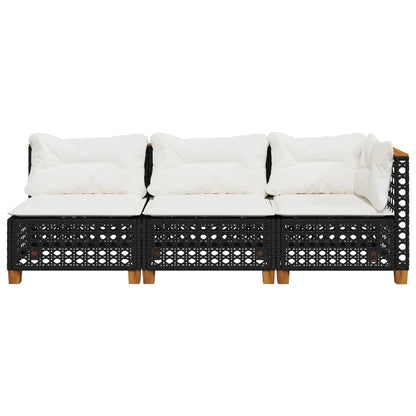 Tuinbank 3-Zits Met Kussens Poly Rattan