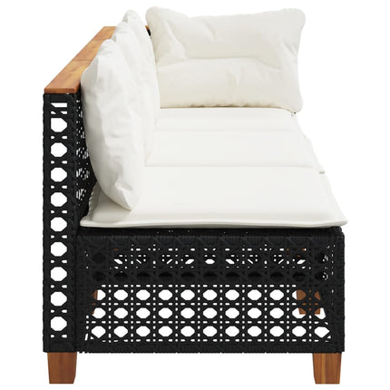 Tuinbank 3-Zits Met Kussens Poly Rattan