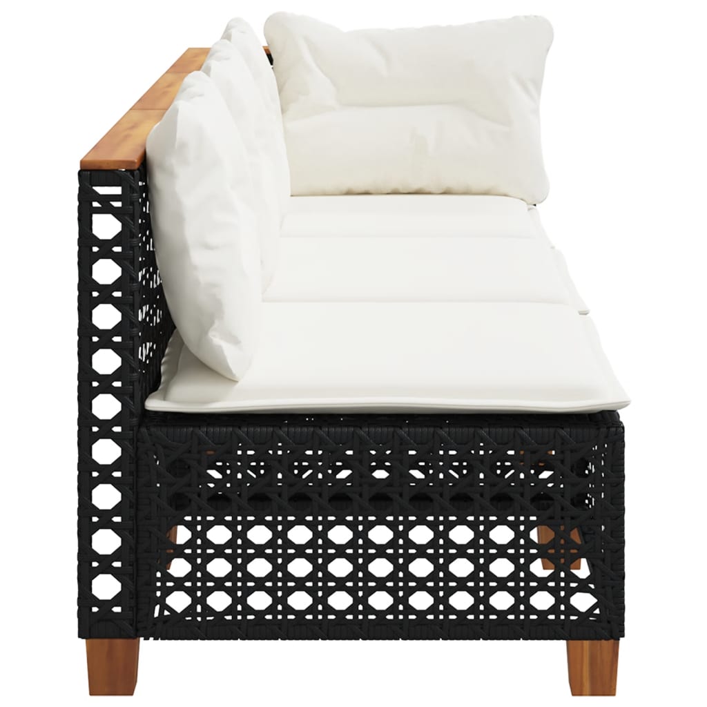 Tuinbank 3-Zits Met Kussens Poly Rattan