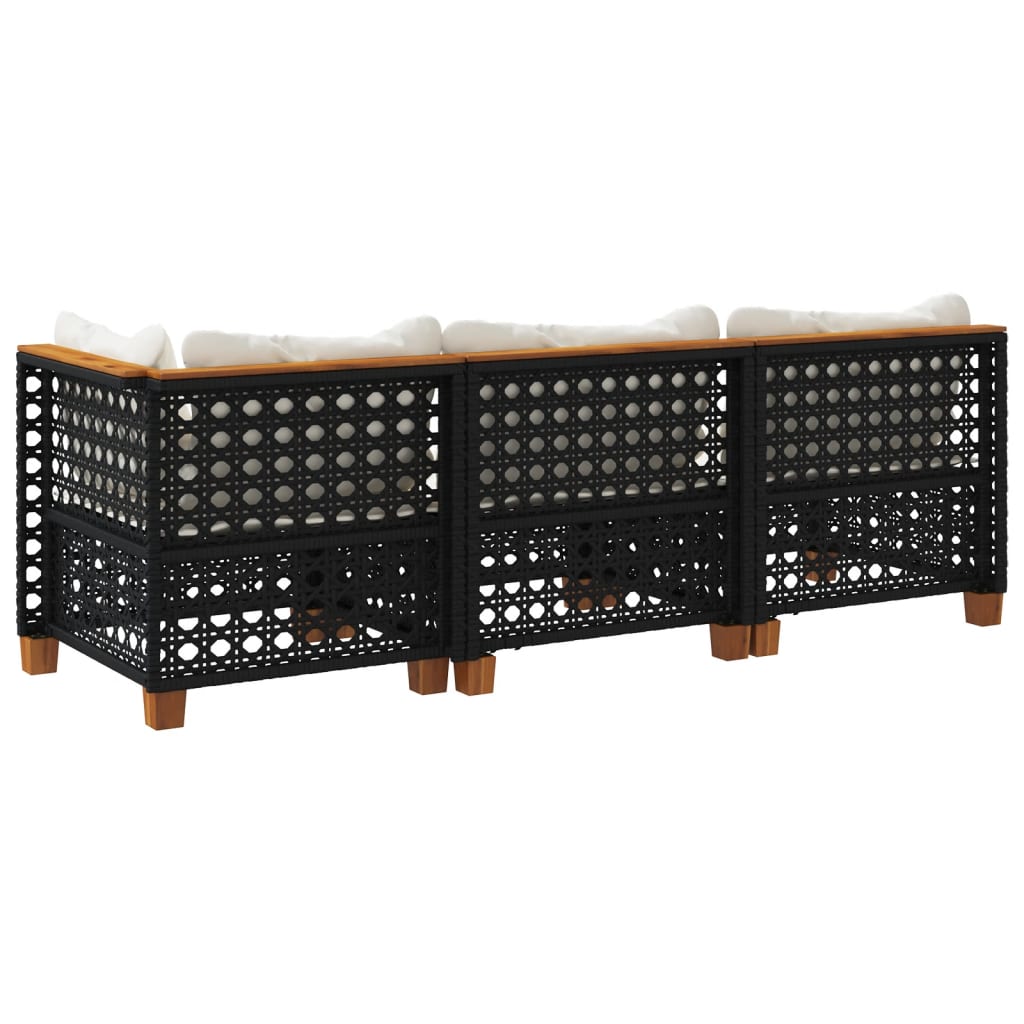 Tuinbank 3-Zits Met Kussens Poly Rattan