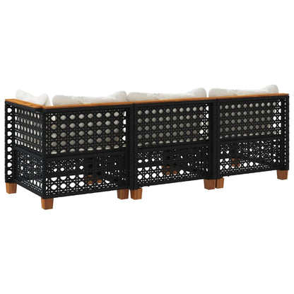 Tuinbank 3-Zits Met Kussens Poly Rattan