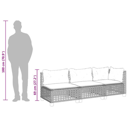 Tuinbank 3-Zits Met Kussens Poly Rattan