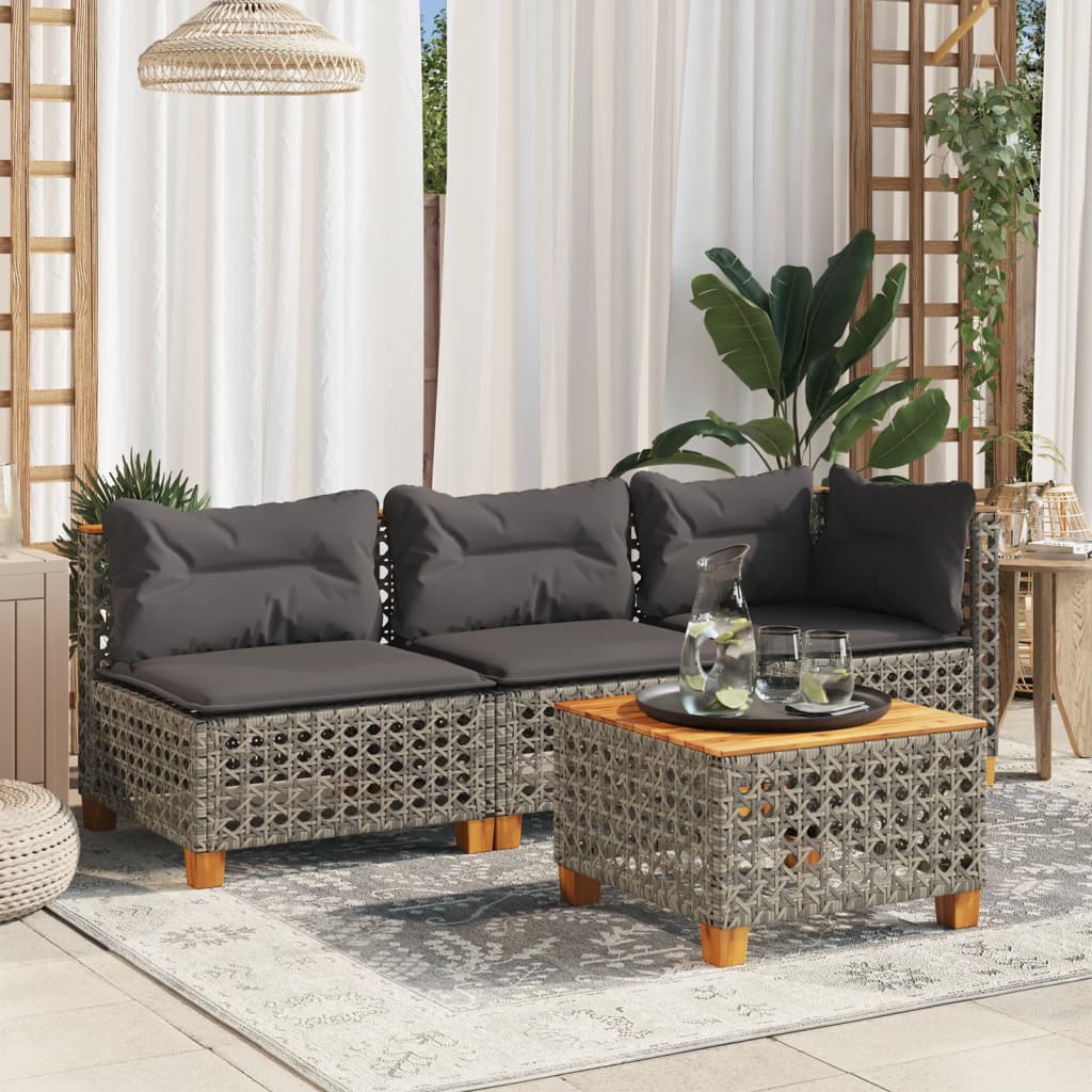 Tuinbank 3-Zits Met Kussens Poly Rattan
