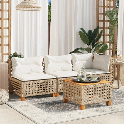 Tuinbank 3-Zits Met Kussens Poly Rattan
