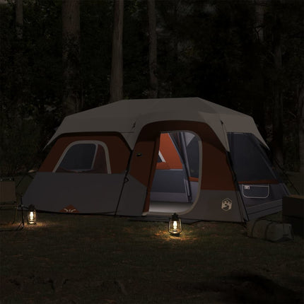 Tent 9-Persoons Waterdicht Met Led Lichtgrijs En Oranje