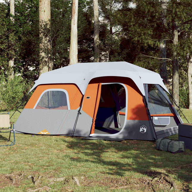 Tent 9-Persoons Waterdicht Met Led Lichtgrijs En Oranje