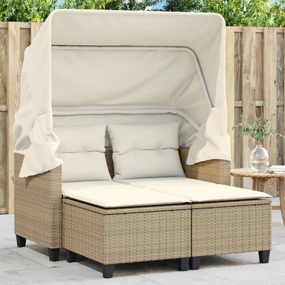 Tuinbank 2-Zits En Voetenbanken Poly Rattan