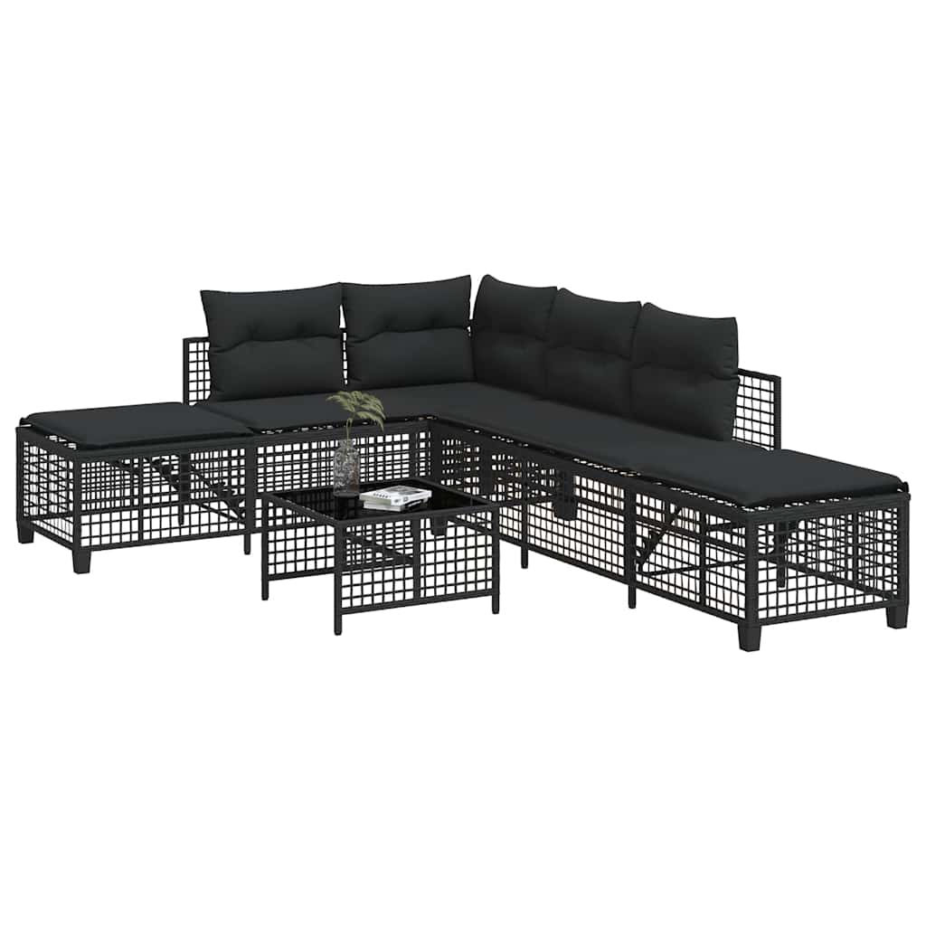 3-Delige Loungeset Met Kussens Poly Rattan