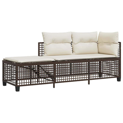 3-Delige Loungeset Met Kussens Poly Rattan