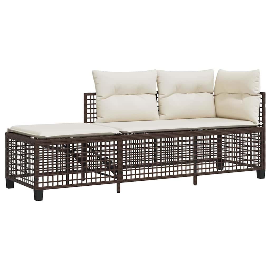 3-Delige Loungeset Met Kussens Poly Rattan