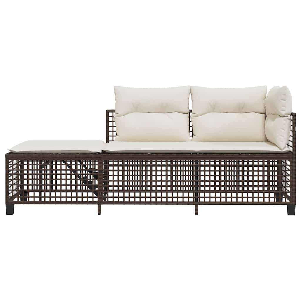 3-Delige Loungeset Met Kussens Poly Rattan