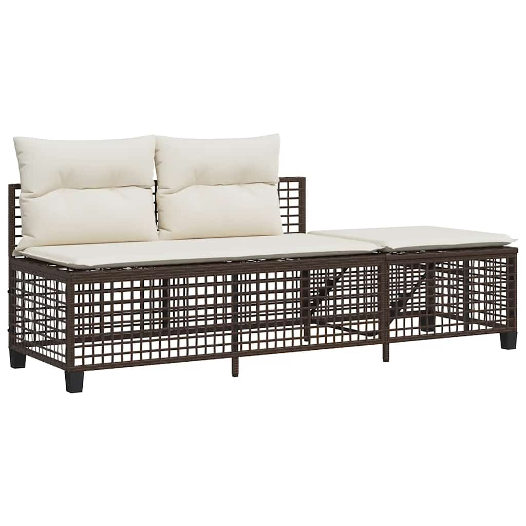 3-Delige Loungeset Met Kussens Poly Rattan
