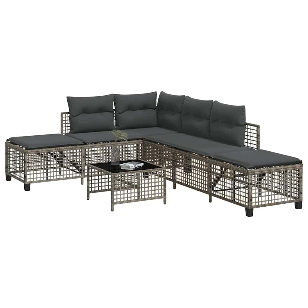 3-Delige Loungeset Met Kussens Poly Rattan