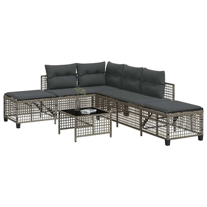 3-Delige Loungeset Met Kussens Poly Rattan