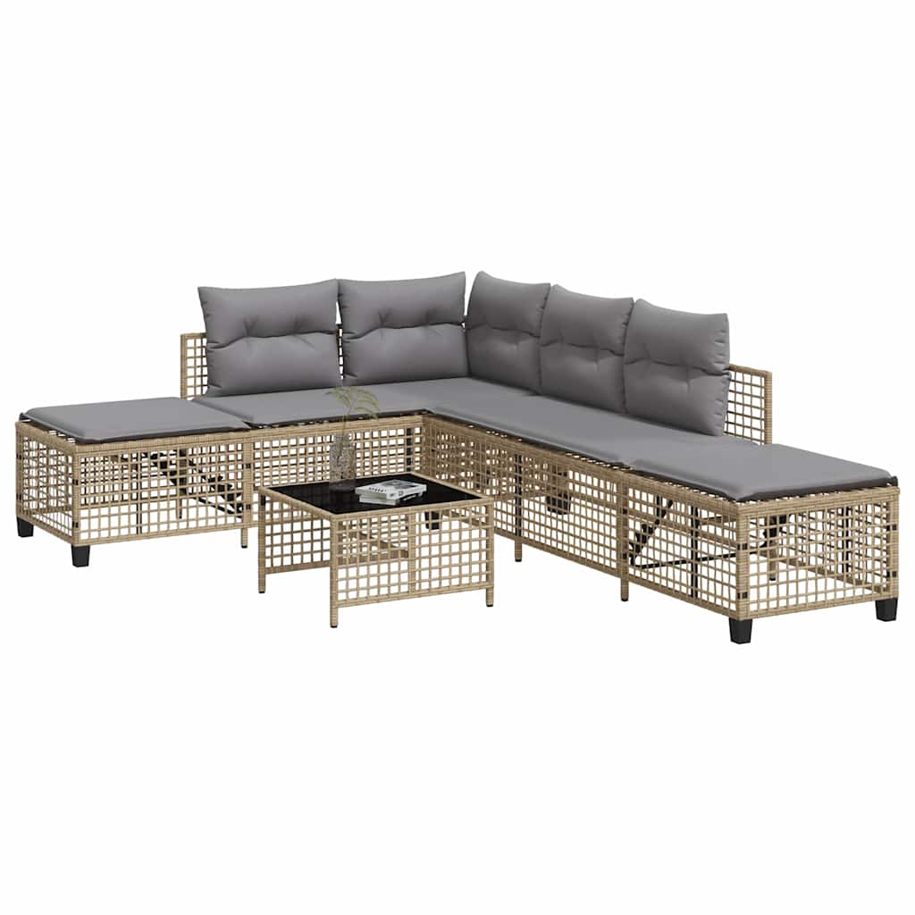 3-Delige Loungeset Met Kussens Poly Rattan