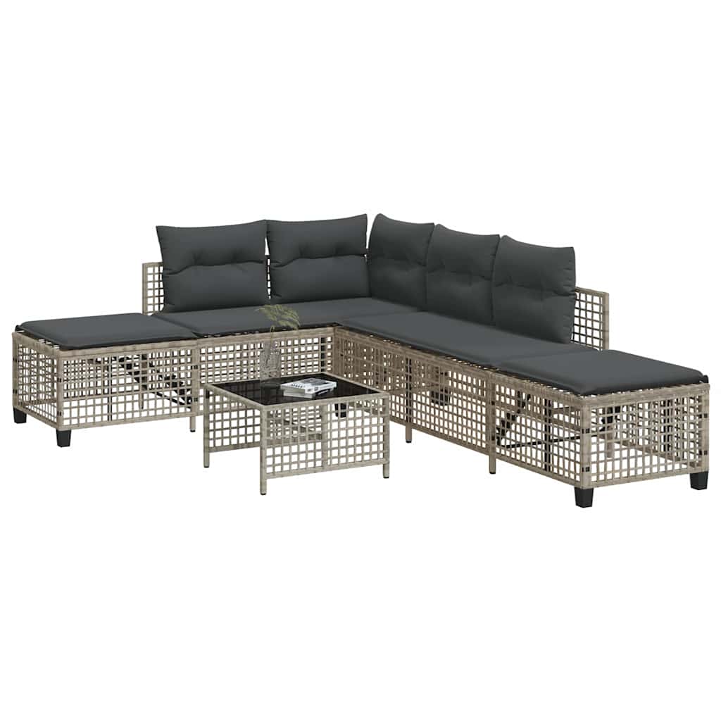 3-Delige Loungeset Met Kussens Poly Rattan