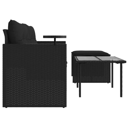 3-Delige Loungeset Met Kussens Poly Rattan