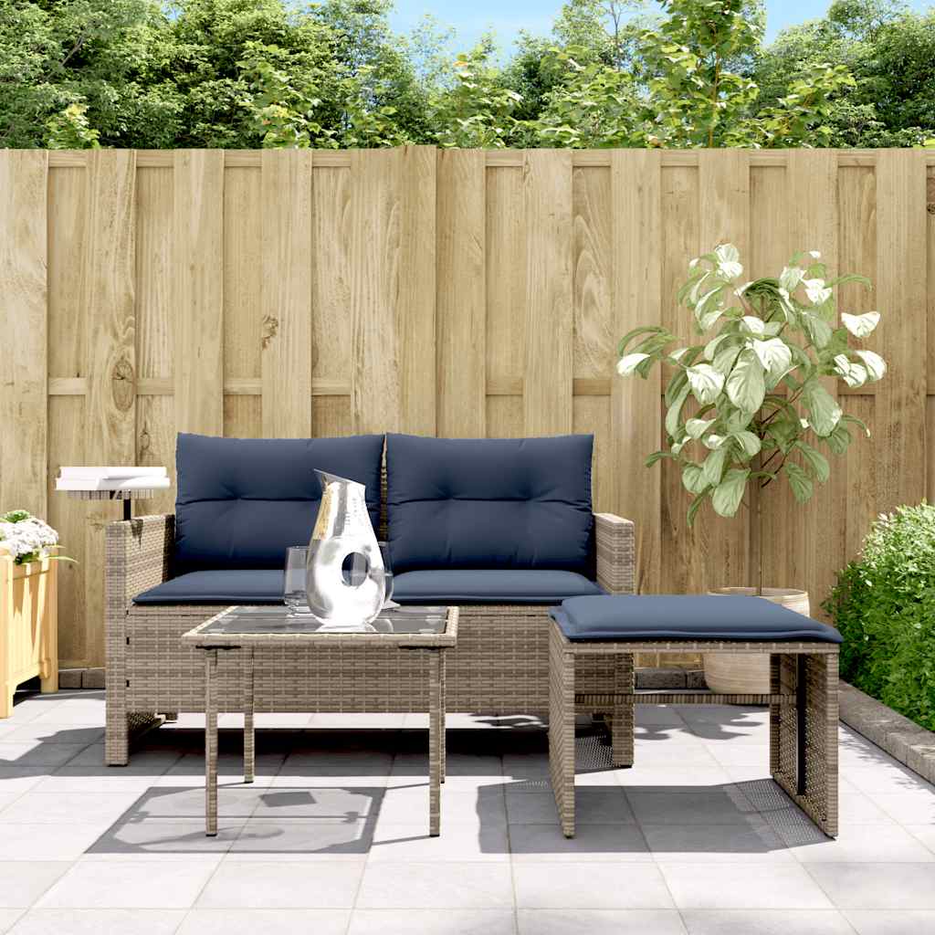 3-Delige Tuinbankset Met Kussens, Polyrotan