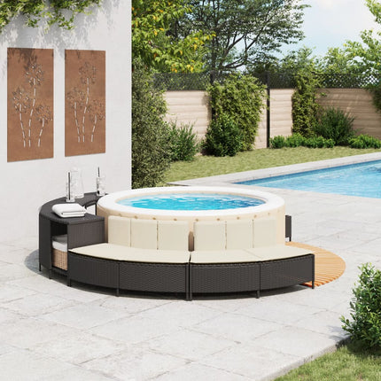 Hottub-Bankjes Met Kussens 2 St Poly Rattan