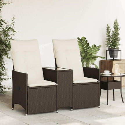 Tuinbank 2-Zits Verstelbaar Met Tafel Poly Rattan Bruin