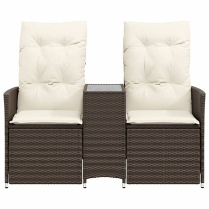 Tuinbank 2-Zits Verstelbaar Met Tafel Poly Rattan Bruin