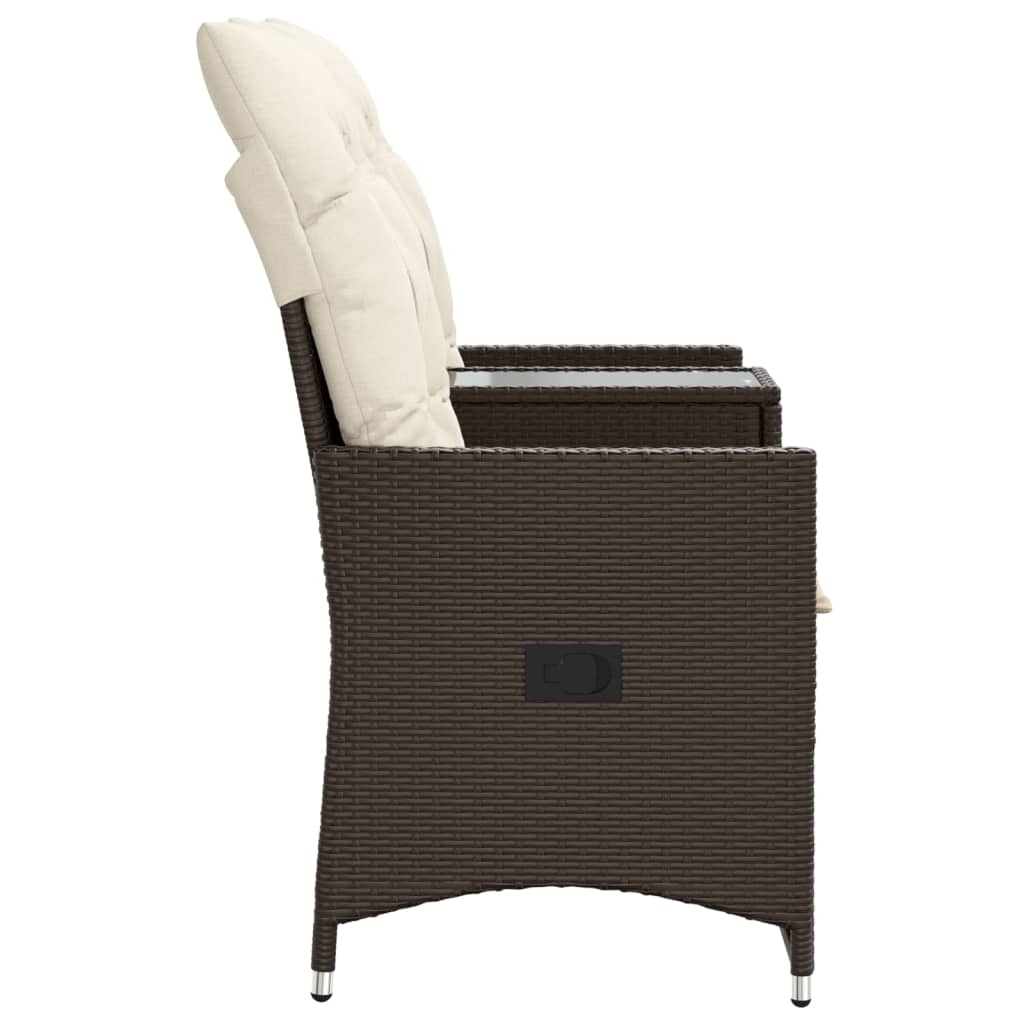 Tuinbank 2-Zits Verstelbaar Met Tafel Poly Rattan Bruin