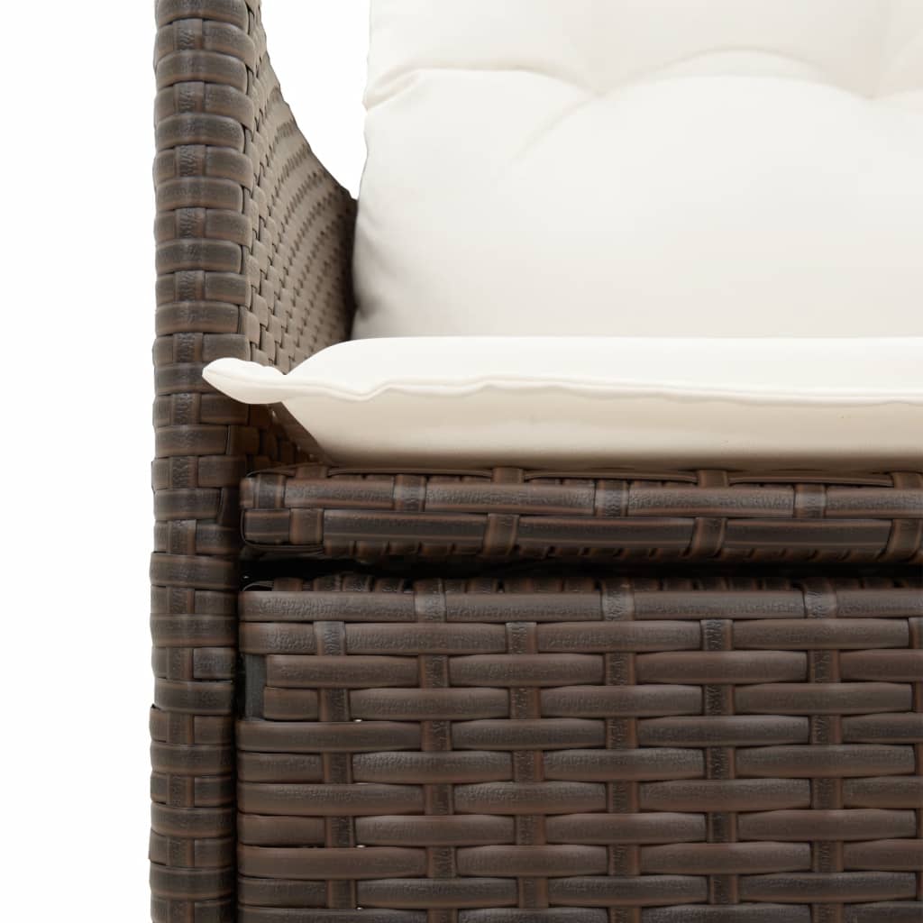 Tuinbank 2-Zits Verstelbaar Met Tafel Poly Rattan Bruin