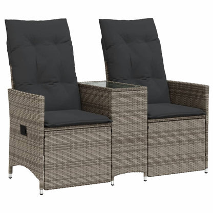 Tuinbank 2-Zits Verstelbaar Met Tafel Poly Rattan Grijs