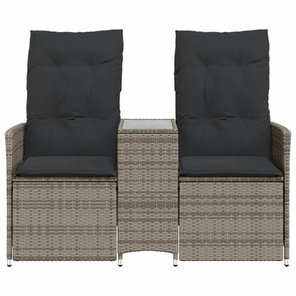 Tuinbank 2-Zits Verstelbaar Met Tafel Poly Rattan Grijs