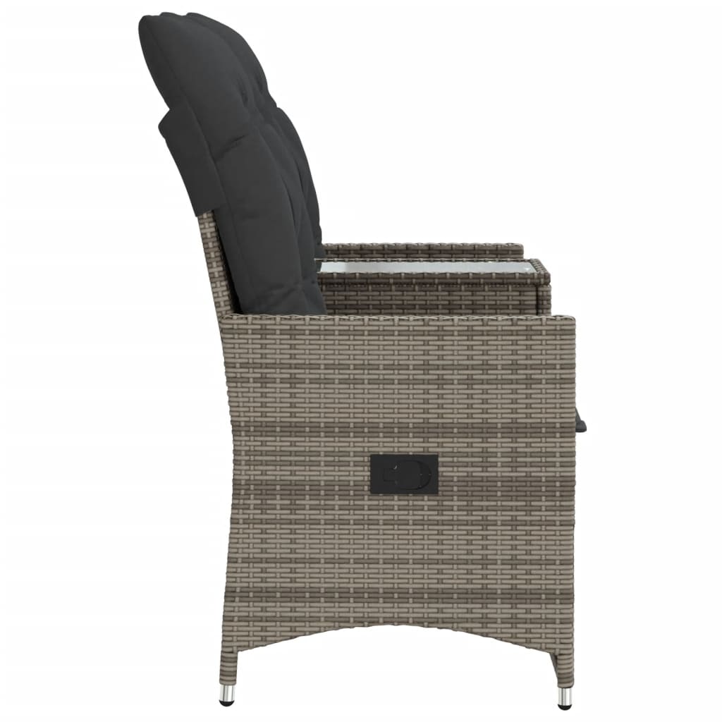 Tuinbank 2-Zits Verstelbaar Met Tafel Poly Rattan Grijs