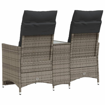 Tuinbank 2-Zits Verstelbaar Met Tafel Poly Rattan Grijs