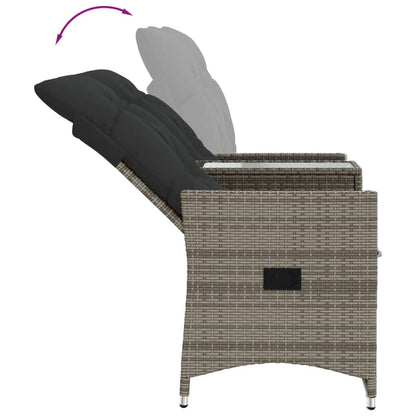 Tuinbank 2-Zits Verstelbaar Met Tafel Poly Rattan Grijs