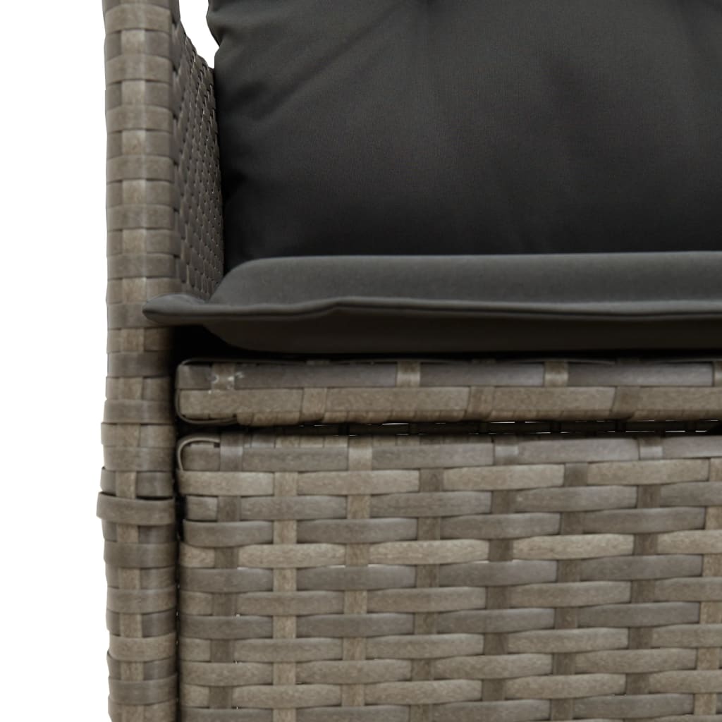 Tuinbank 2-Zits Verstelbaar Met Tafel Poly Rattan Grijs
