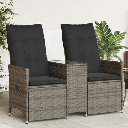 Tuinbank 2-Zits Verstelbaar Met Tafel Poly Rattan Grijs