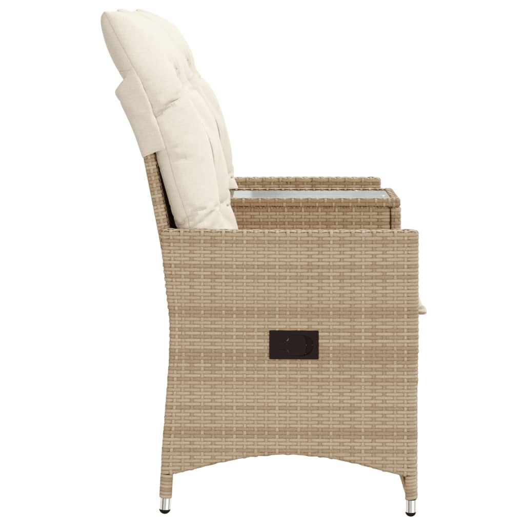 Tuinbank 2-Zits Verstelbaar Met Tafel Poly Rattan Beige