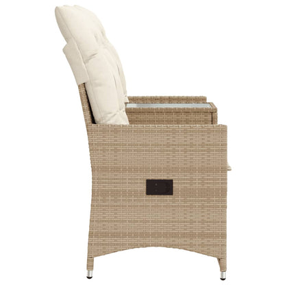 Tuinbank 2-Zits Verstelbaar Met Tafel Poly Rattan Beige