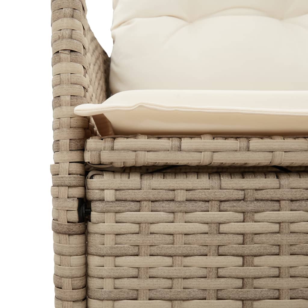 Tuinbank 2-Zits Verstelbaar Met Tafel Poly Rattan Beige