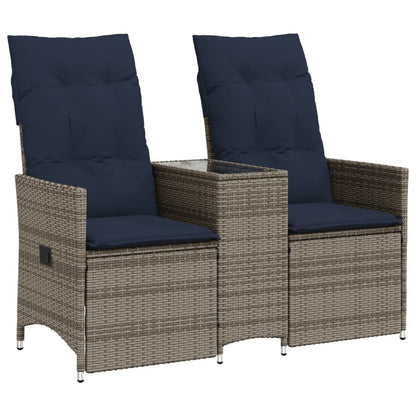 Tuinbank 2-Zits Verstelbaar Met Tafel Poly Rattan Grijs