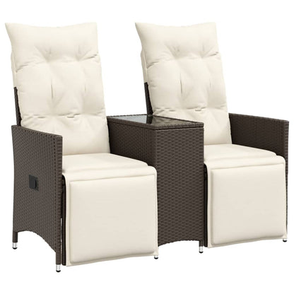 Tuinbank 2-Zits Verstelbaar Met Tafel Poly Rattan Bruin