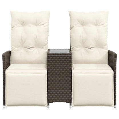 Tuinbank 2-Zits Verstelbaar Met Tafel Poly Rattan Bruin
