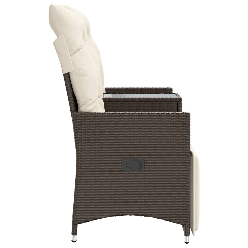 Tuinbank 2-Zits Verstelbaar Met Tafel Poly Rattan Bruin