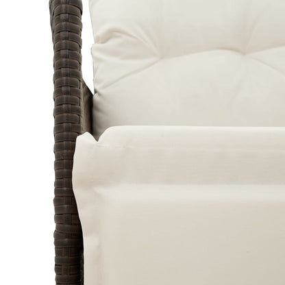 Tuinbank 2-Zits Verstelbaar Met Tafel Poly Rattan Bruin