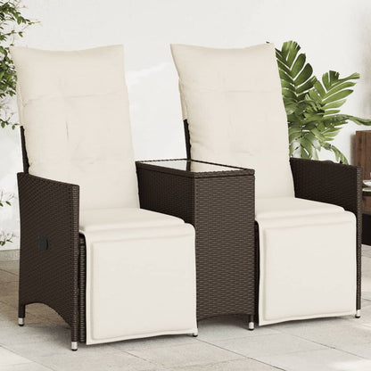 Tuinbank 2-Zits Verstelbaar Met Tafel Poly Rattan Bruin