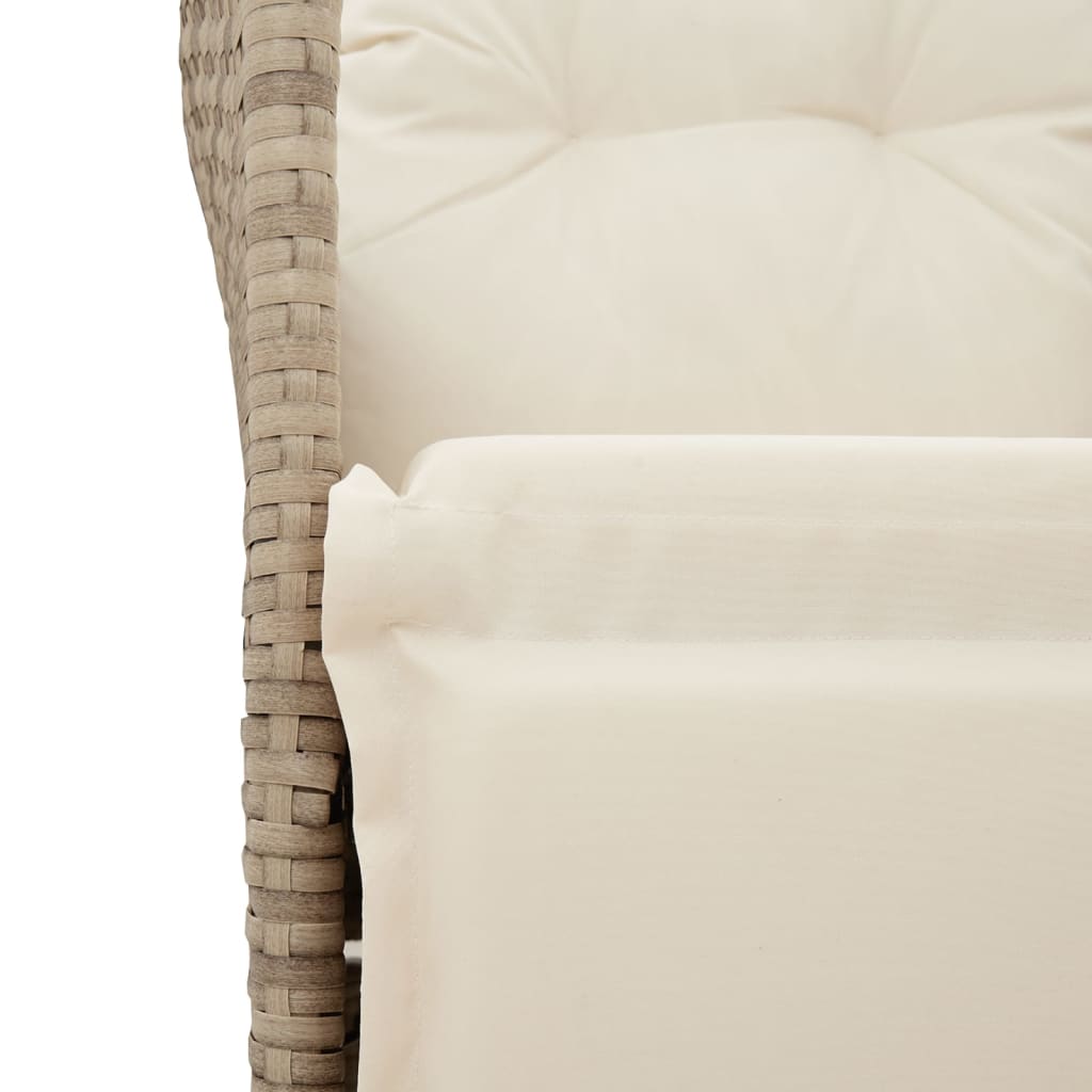 Tuinbank 2-Zits Verstelbaar Met Tafel Poly Rattan Beige