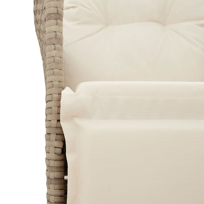 Tuinbank 2-Zits Verstelbaar Met Tafel Poly Rattan Beige
