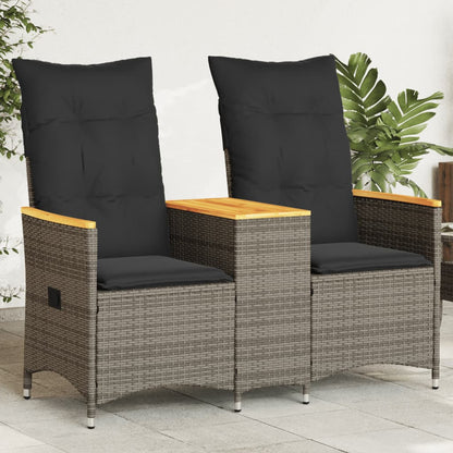 Tuinbank 2-Zits Verstelbaar Met Tafel Poly Rattan Grijs
