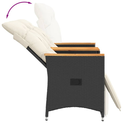 Tuinbank 2-Zits Verstelbaar Met Tafel Poly Rattan Zwart