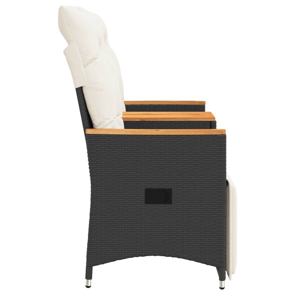 Tuinbank 2-Zits Verstelbaar Met Tafel Poly Rattan Zwart