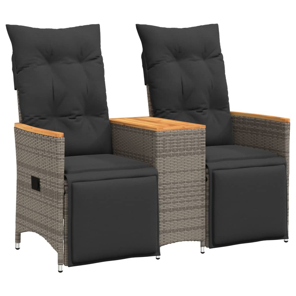 Tuinbank 2-Zits Verstelbaar Met Tafel Poly Rattan Grijs